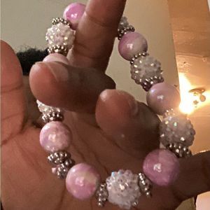 HANDCRAFTED Pink Breast cancer awareness bracelet